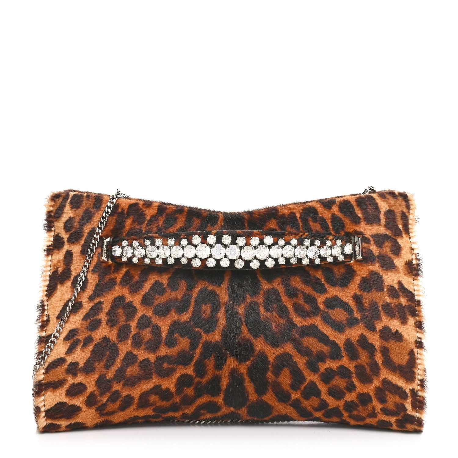 Jimmy Choo Pony Hair Crystal Venus Clutch Leopard 1 of 9