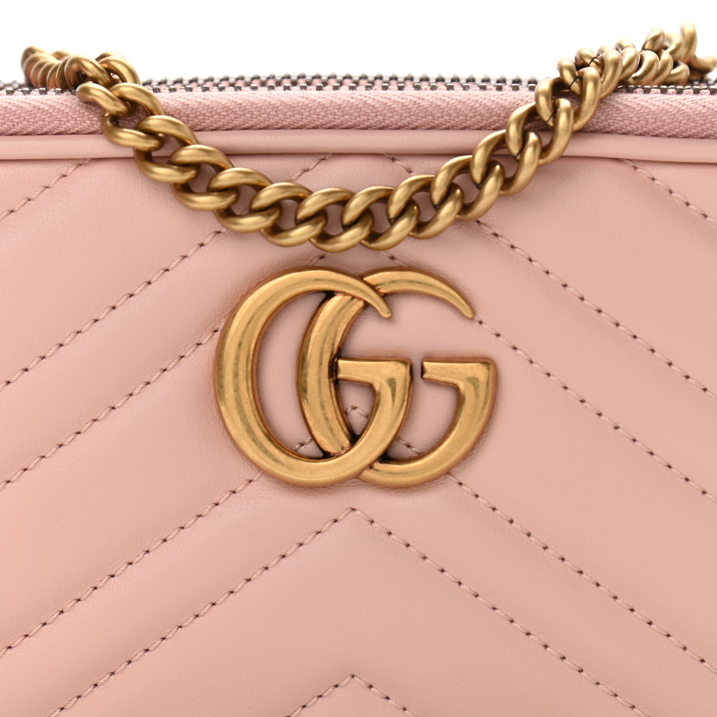 Calfskin Matelasse Mini GG Marmont Chain Crossbody Bag Perfect Pink