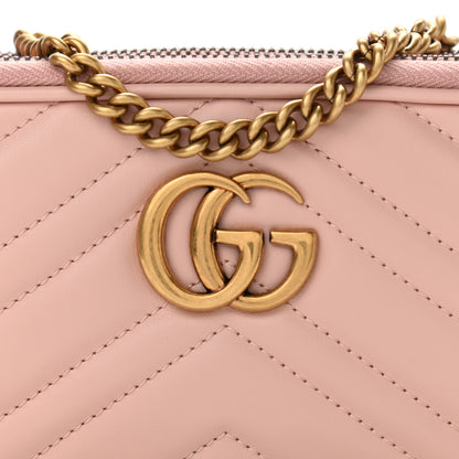 Gucci Calfskin Matelasse Mini GG Marmont Chain Crossbody Bag Perfect Pink 10 of 13