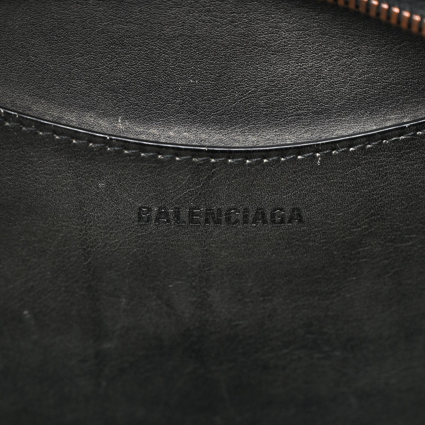 Used Calfskin Rust Hardware Large Top Handle Bag Black