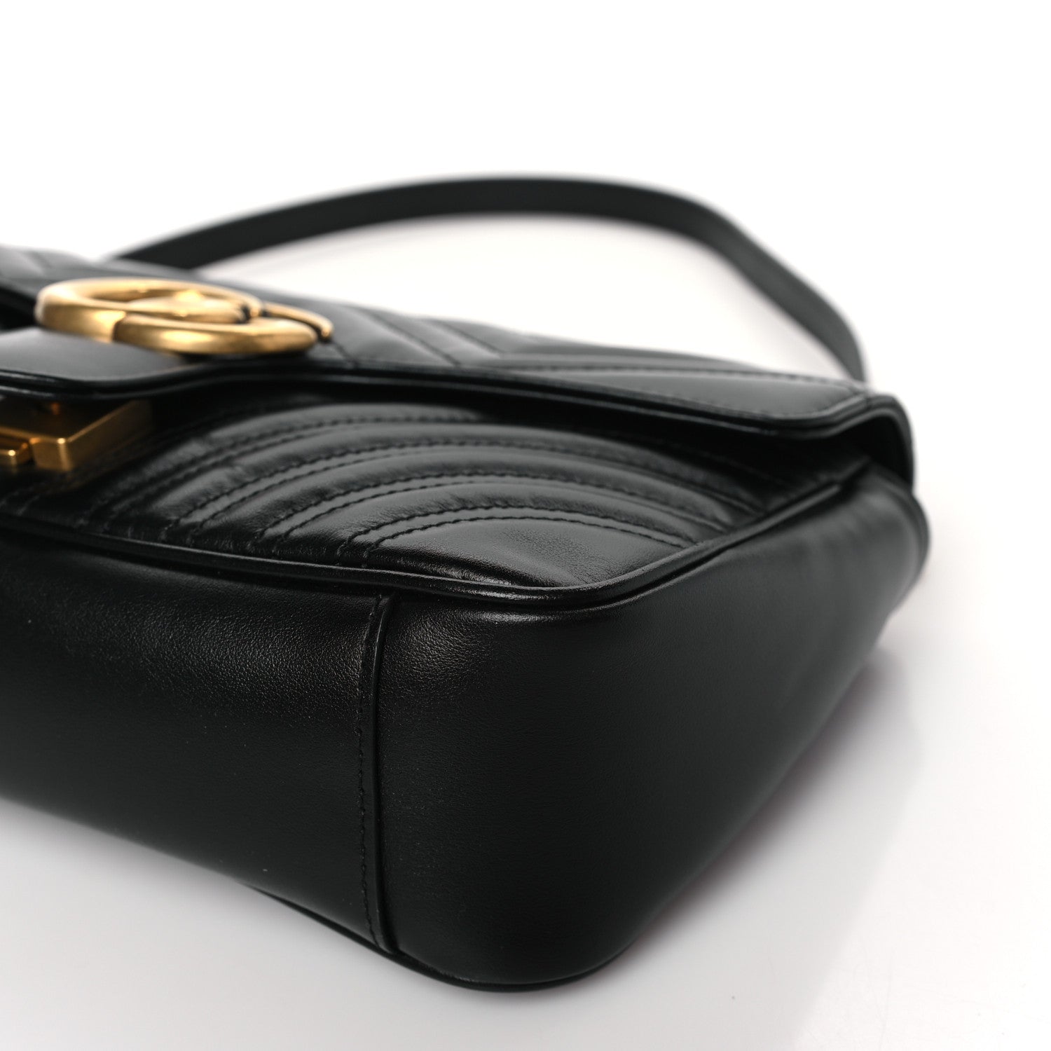 Gucci Calfskin Matelasse Small GG Marmont Shoulder Bag Black 9 of 9