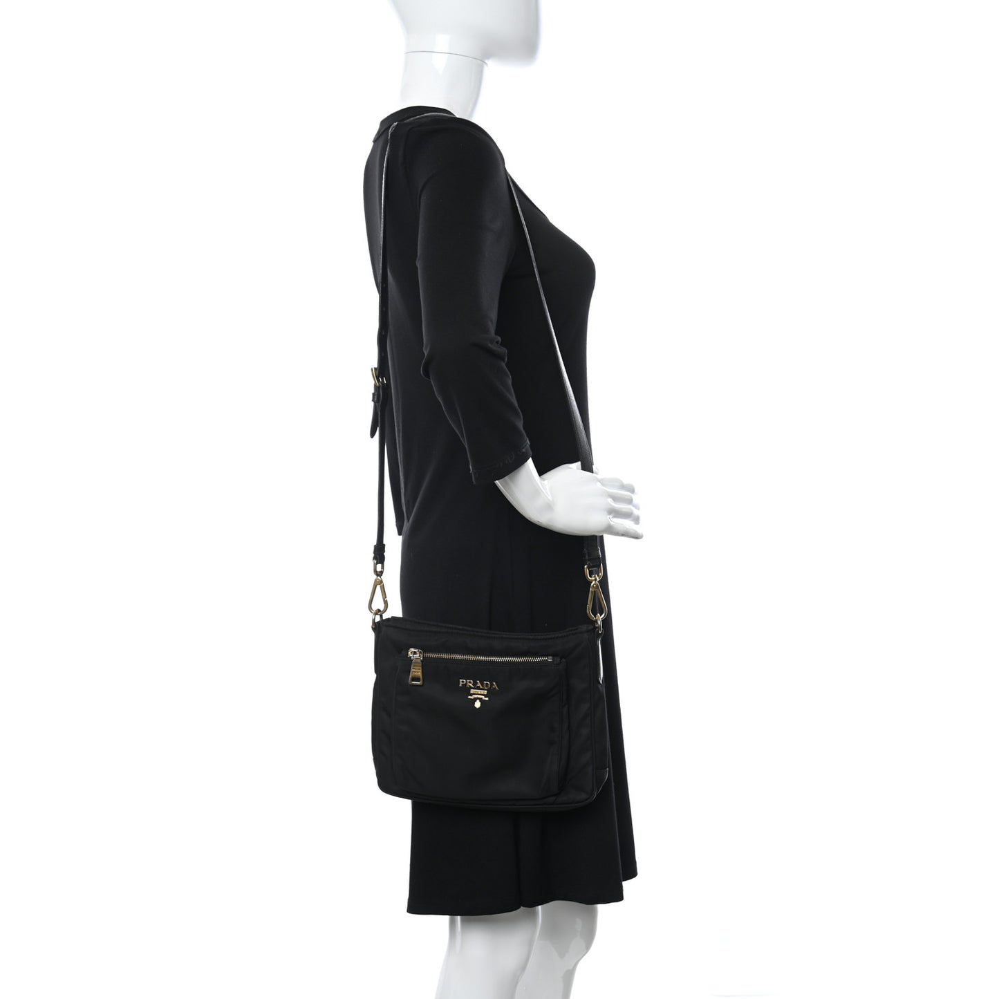 Nylon Saffiano Crossbody Bag Black