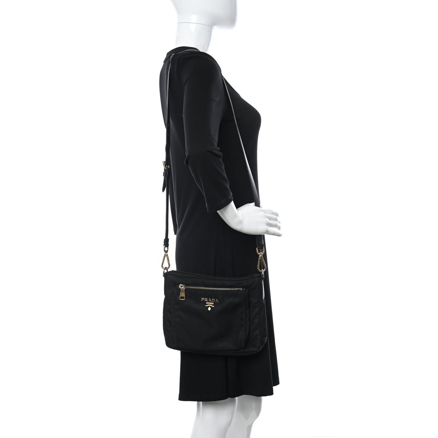 Prada Nylon Saffiano Crossbody Bag Black 2 of 18