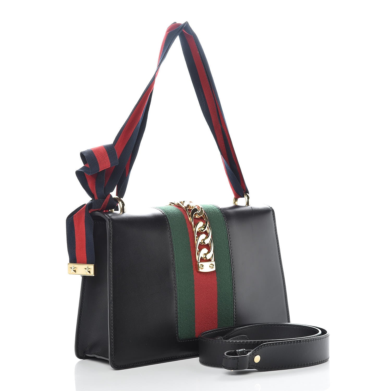 Gucci Calfskin Small Sylvie Shoulder Bag Black 2 of 13
