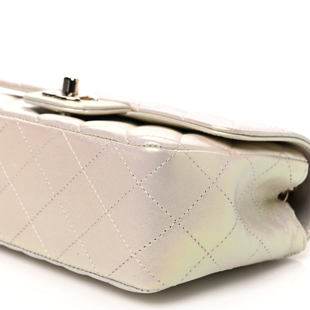 Chanel Iridescent Lambskin Quilted Mini Rectangular Flap Ivory 10 of 11