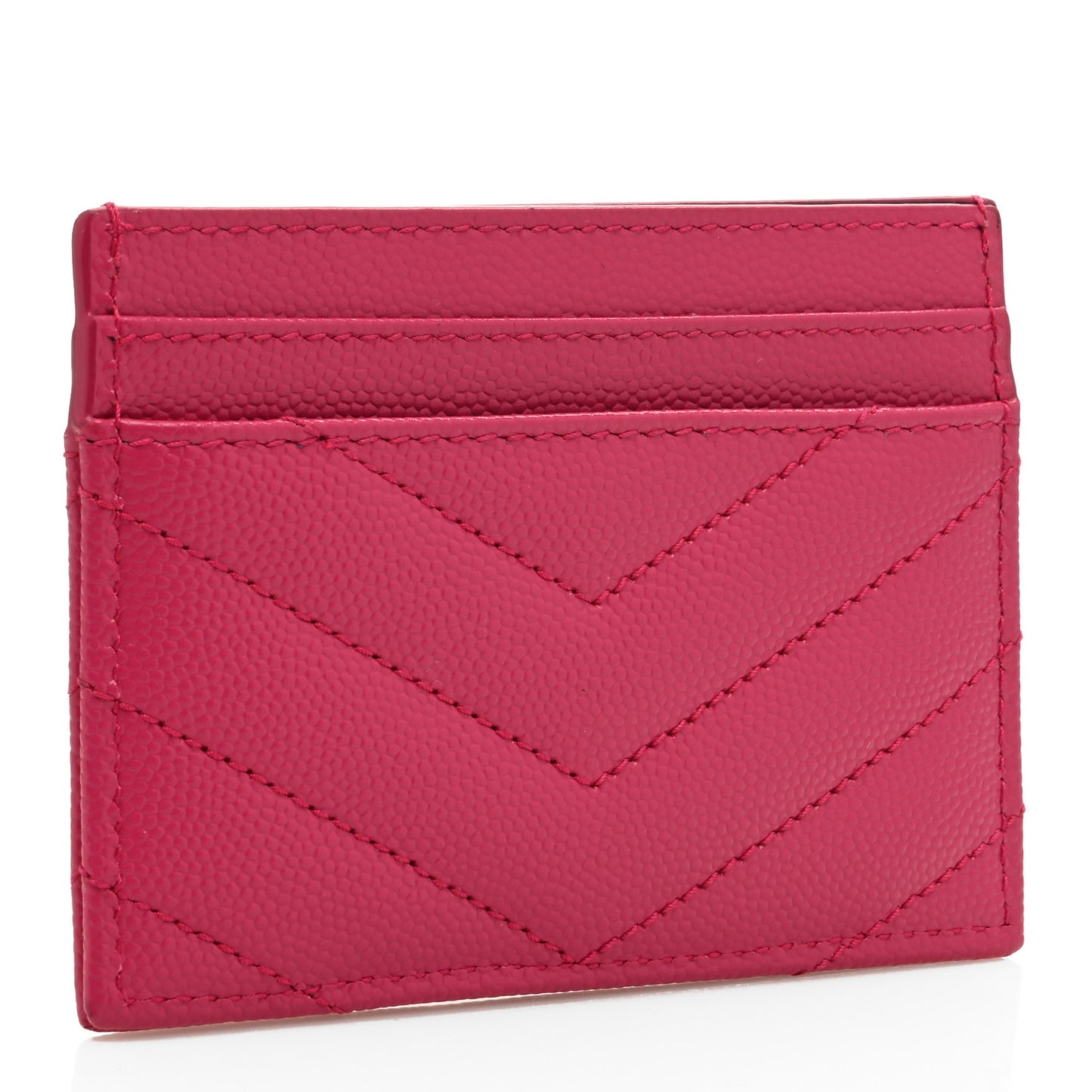 Grain De Poudre Matelasse Chevron Monogram Credit Card Case Fresh Fuxia