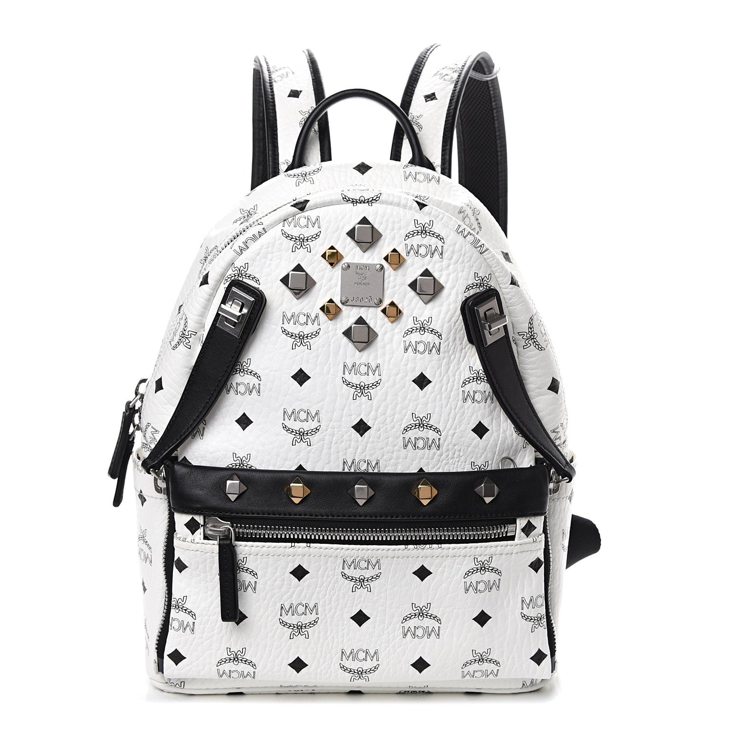 Visetos Studded Small Dual Stark Backpack White