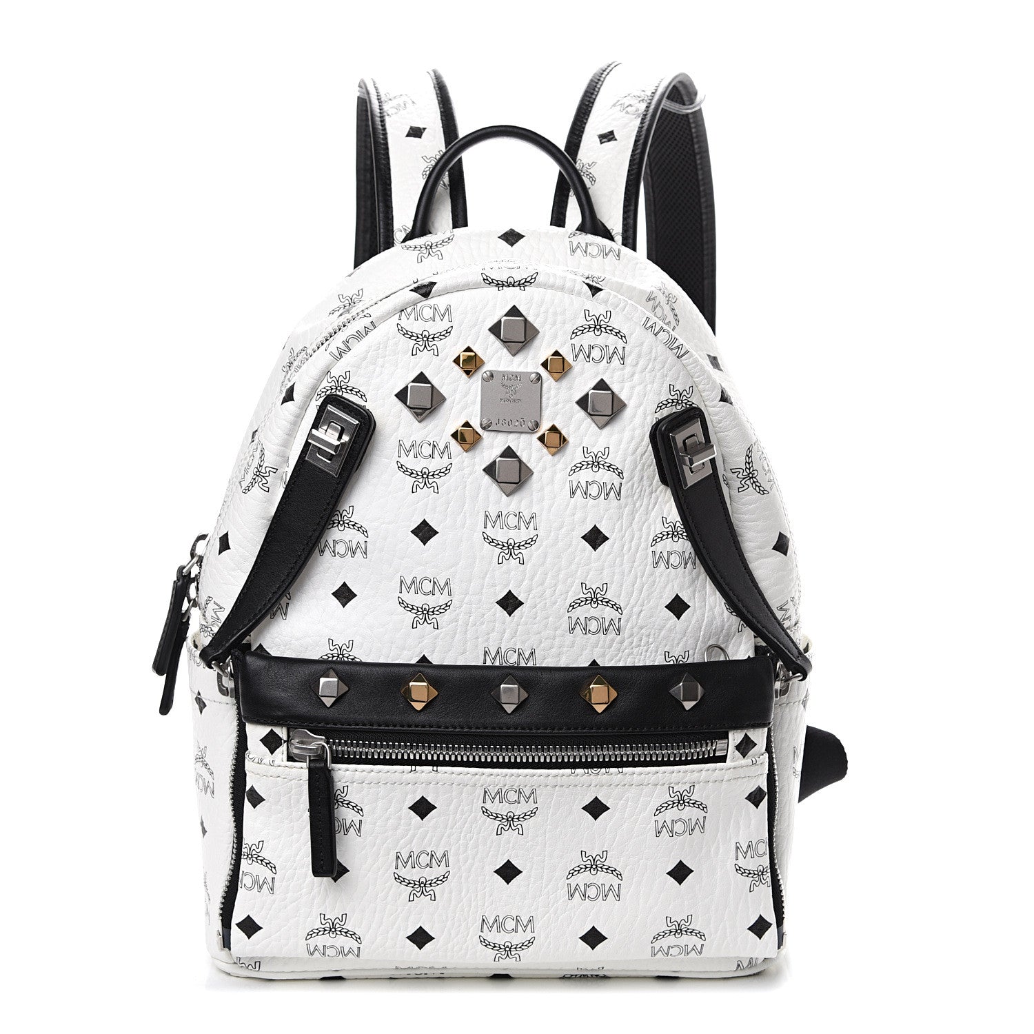 MCM Visetos Studded Small Dual Stark Backpack White 1 of 11
