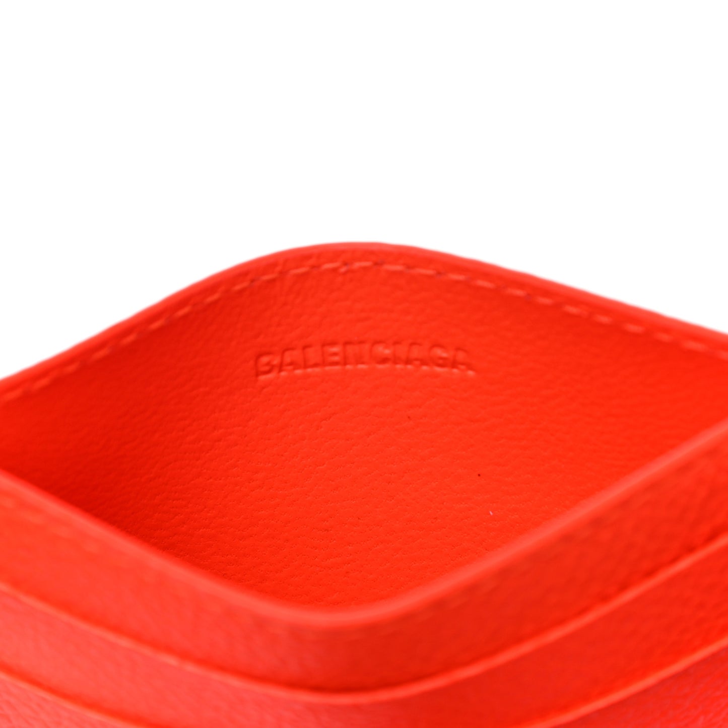 Grained Calfskin Logo Cash Card Holder Orange Black