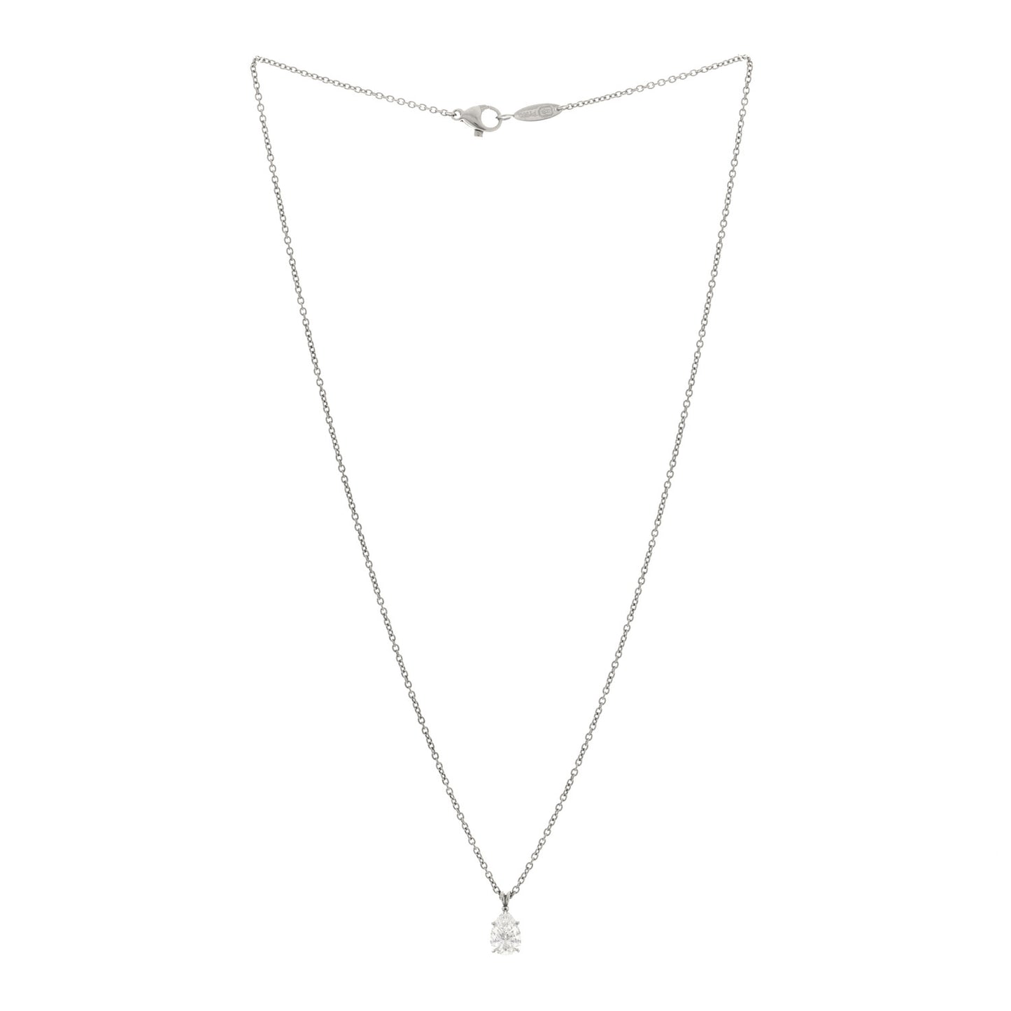 Platinum Diamond 1.01ct Pear Solitaire Pendant Necklace