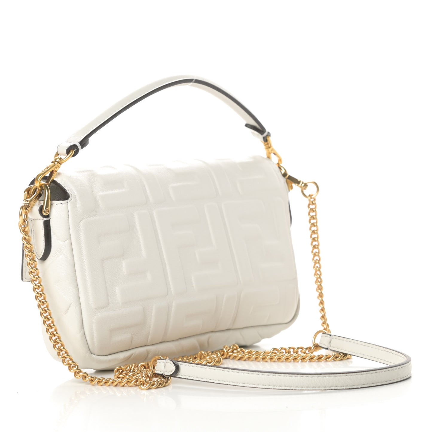 Nappa FF 1974 Embossed Mini Baguette White
