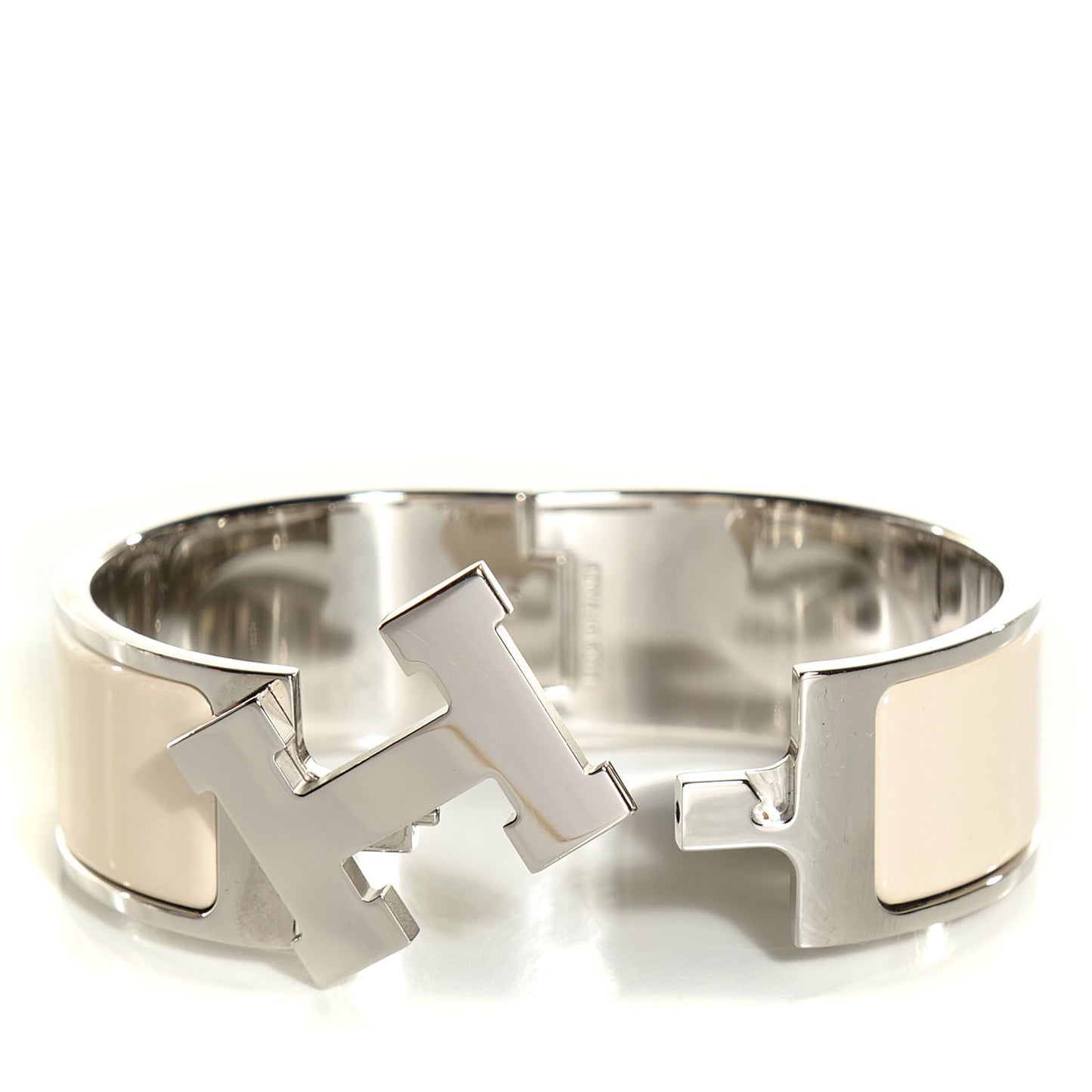 Enamel Clic Clac H Wide Bracelet PM Blanc Percale