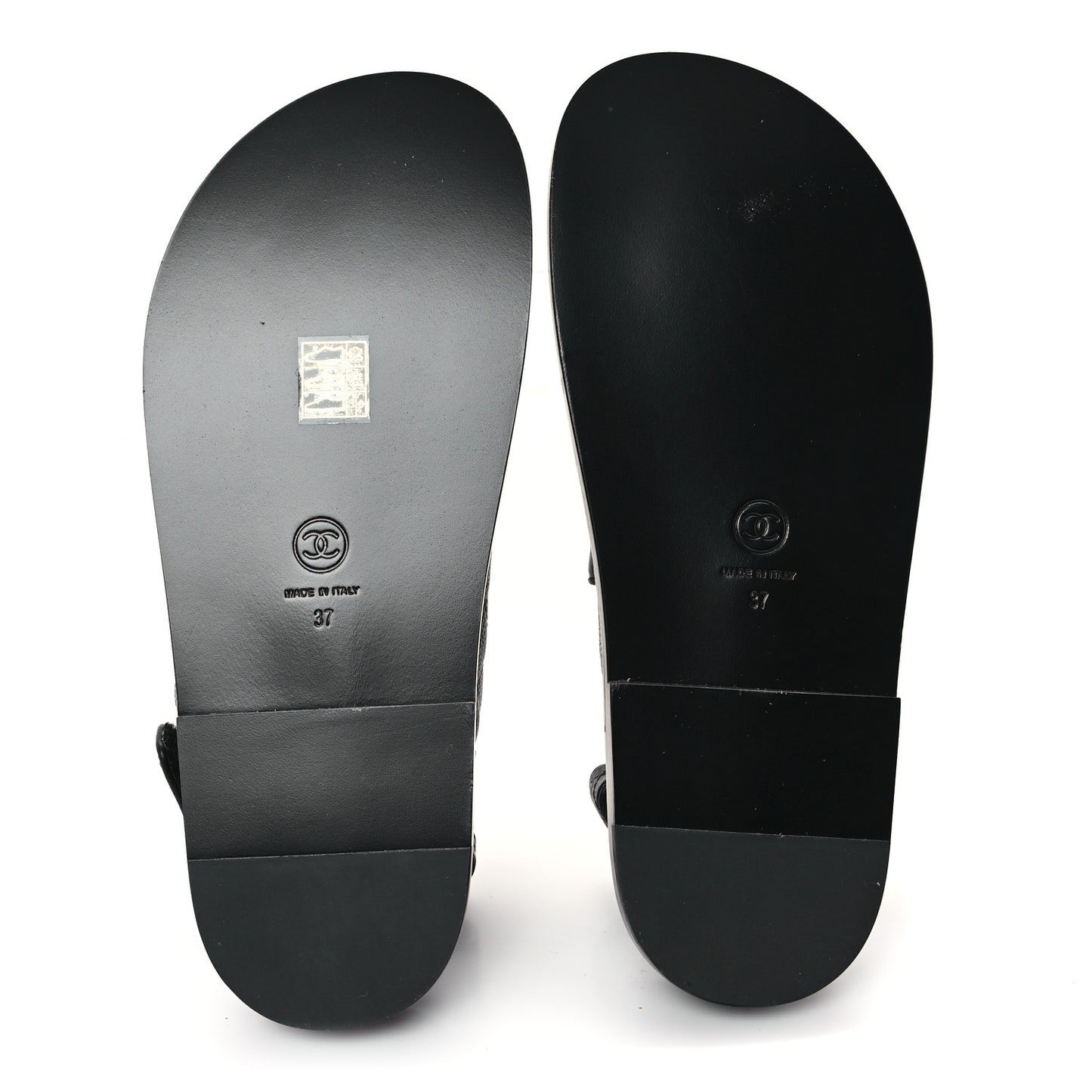 Grained Calfskin Velcro Dad Sandals 37 Black