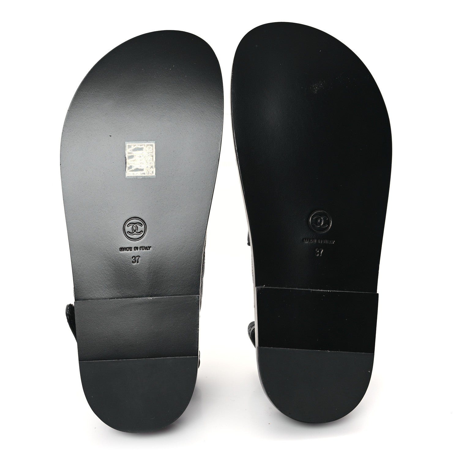 Chanel Grained Calfskin Velcro Dad Sandals 37 Black 6 of 10