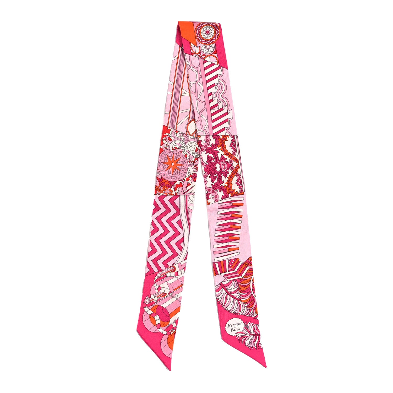 Hermes Silk De l'Ombrelle Aux Duels Twilly Fuchsia Rose Pale 2 of 3