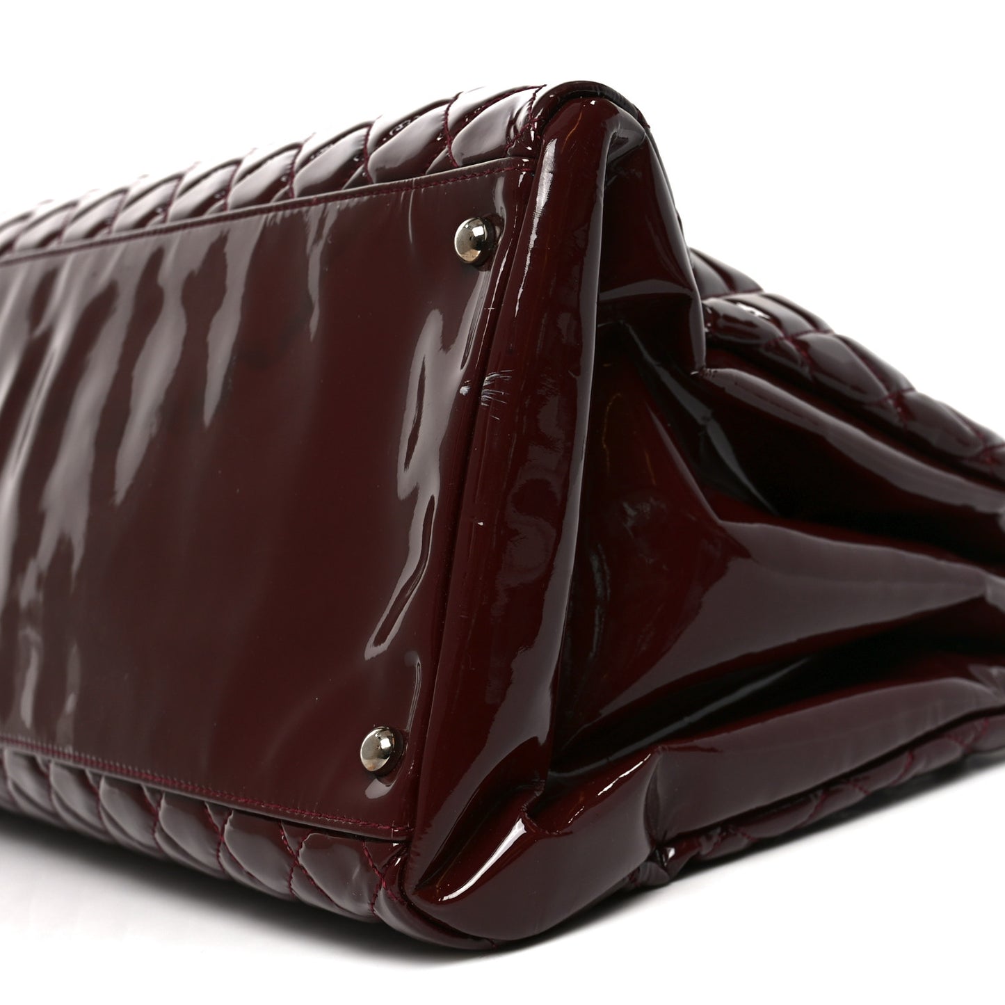 Patent Quilted Large Just Mademoiselle Bowling Bag Plum