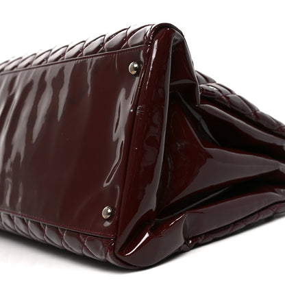 Chanel Patent Quilted Large Just Mademoiselle Bowling Bag Plum 10 of 13