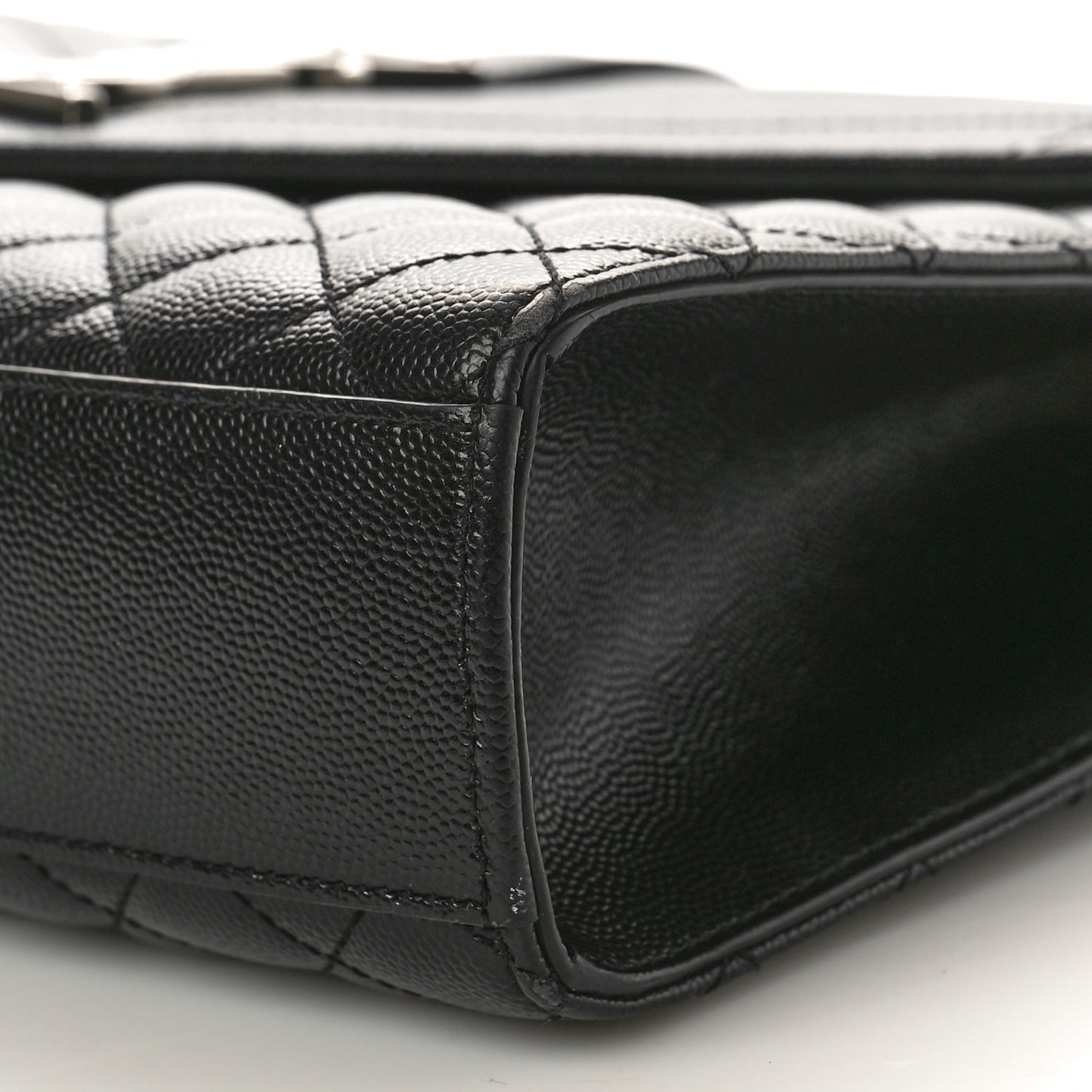 Grain De Poudre Textured Mixed Matelasse Large Triquilt Monogram Satchel Black
