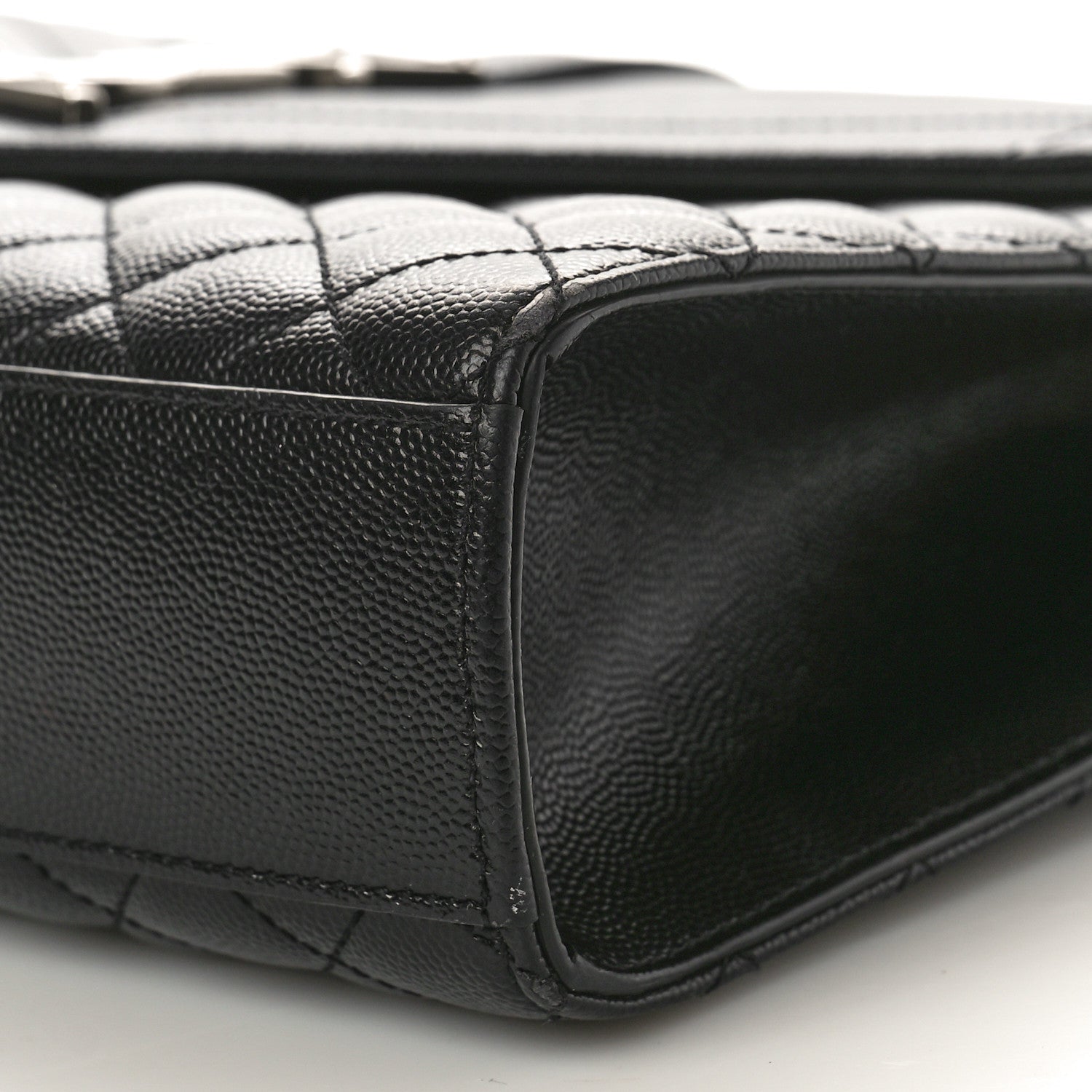 Saint Laurent Grain De Poudre Textured Mixed Matelasse Large Triquilt Monogram Satchel Black 10 of 12