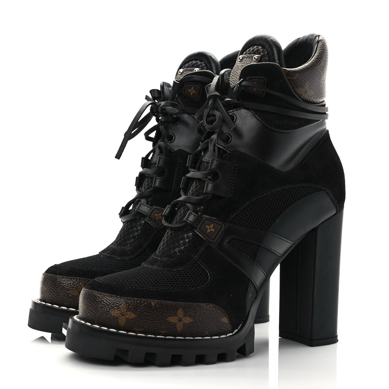 Louis Vuitton Suede Calfskin Monogram Star Trail Ankle Boots 40 Black 3 of 8