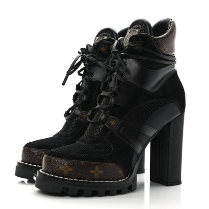 Louis Vuitton Suede Calfskin Monogram Star Trail Ankle Boots 40 Black 3 of 8