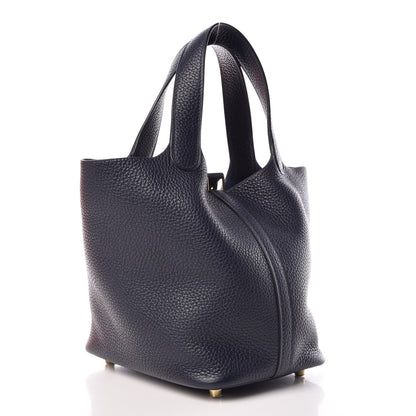 Hermes Taurillon Clemence Picotin Lock 18 PM Bleu Nuit 3 of 12