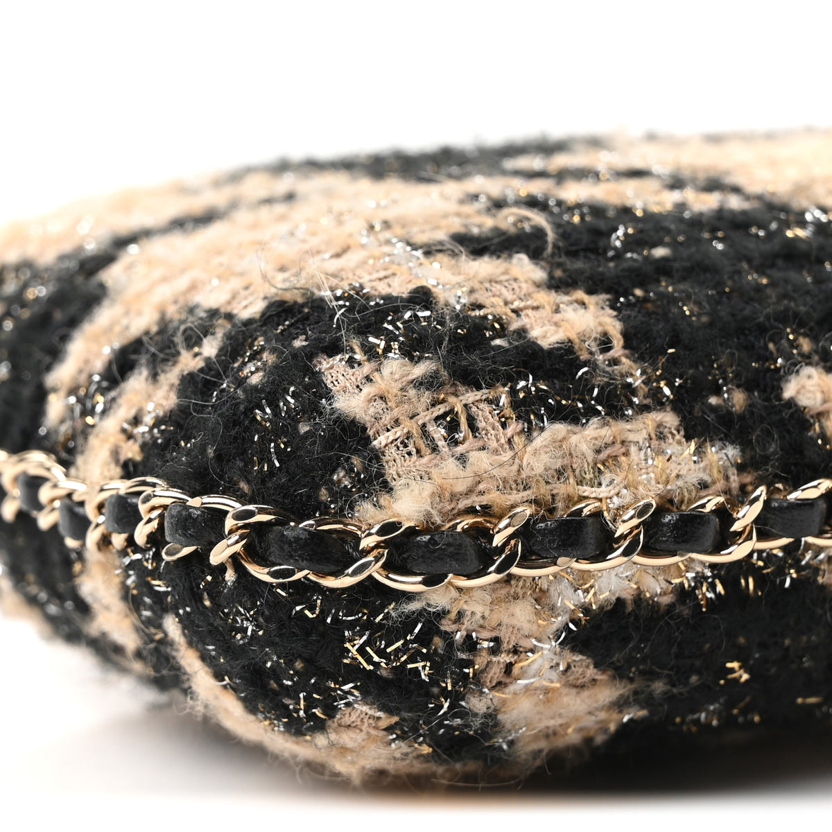 Chanel Tweed Chain Around Phone Holder Beige Black 10 of 10