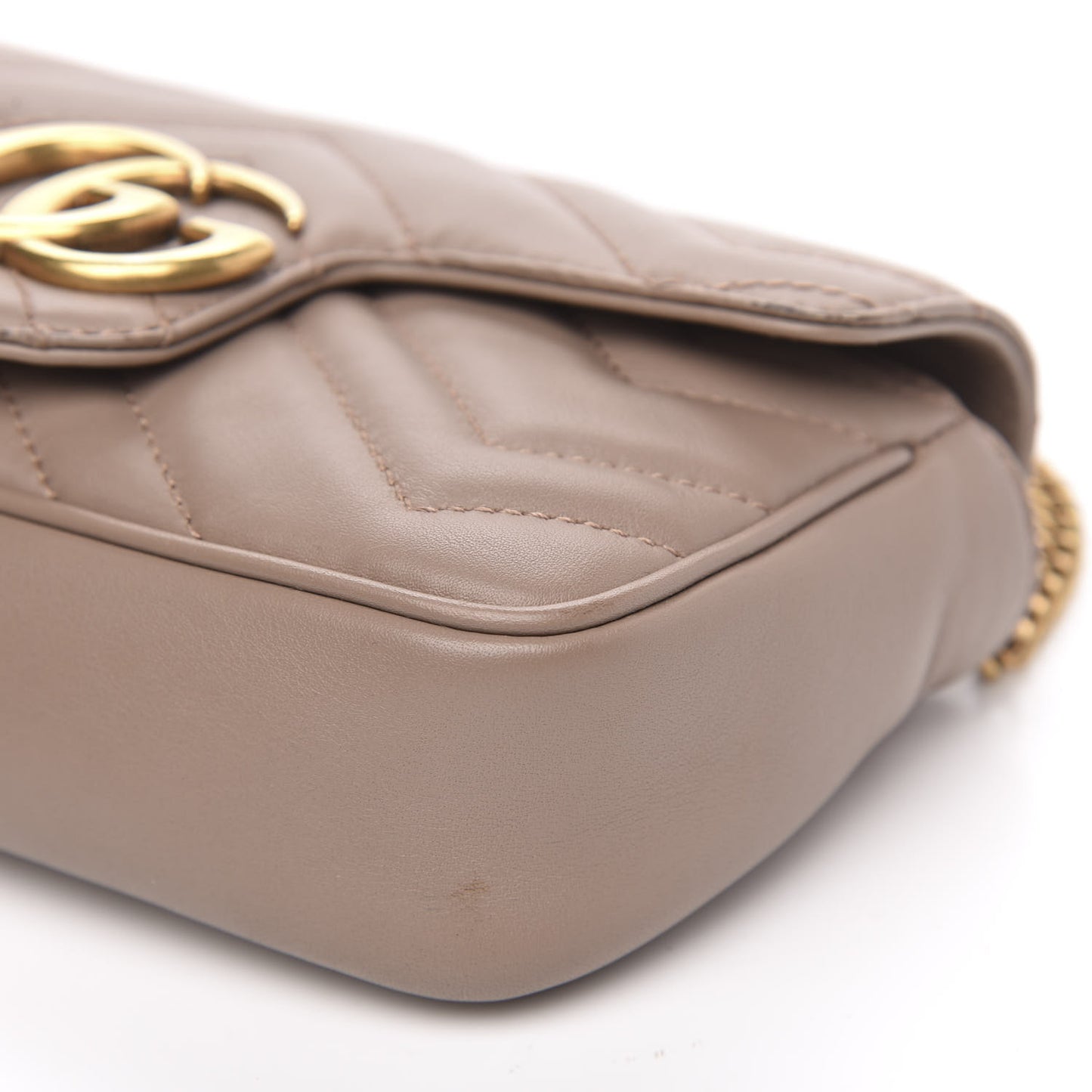 Calfskin Matelasse Super Mini GG Marmont Shoulder Bag Porcelain Rose