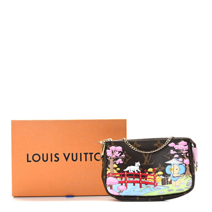 Louis Vuitton Monogram 2021 Christmas Animation Japanese Garden Mini Pochette Accessories Wisteria Pink 10 of 11