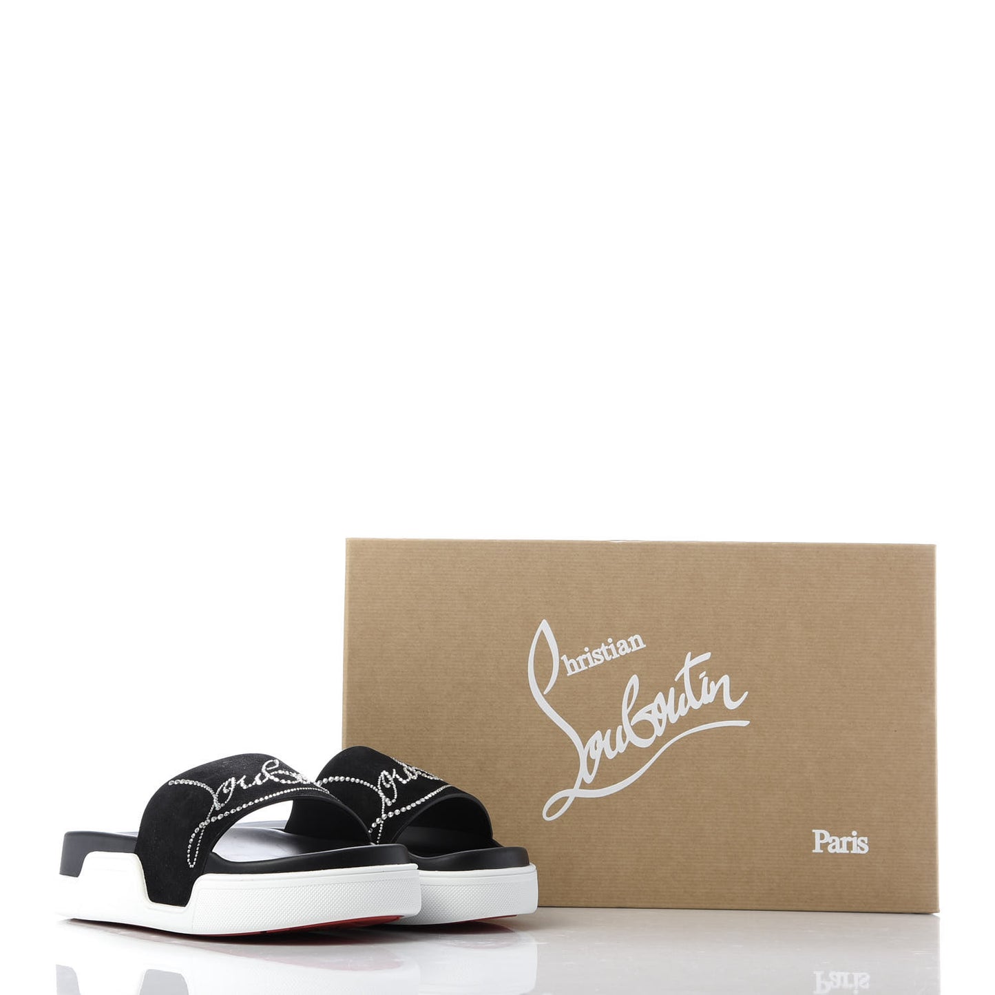 Veau Velours Strass Dear Pool Platform Slide Sandal 36.5 Black