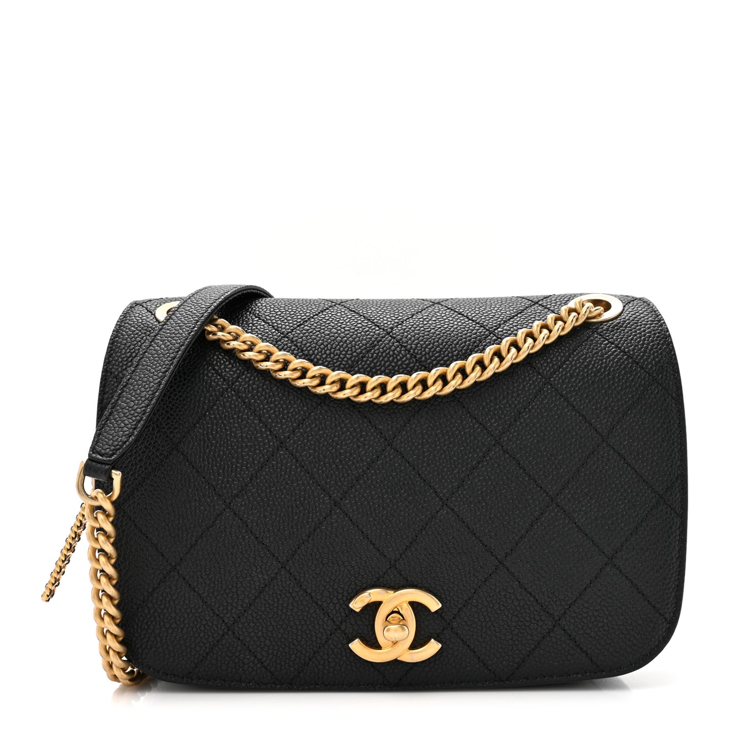 Caviar Diamond Stitched CC Medium Flap Bag Black