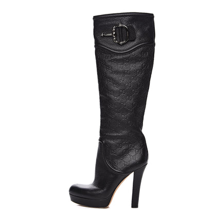 Gucci Guccissima Cellarius Softy GG Knee High Boots 37.5 Black 1 of 6