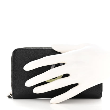 Chanel Caviar CC Small Zip Around Wallet Black Blue Green 2 of 9