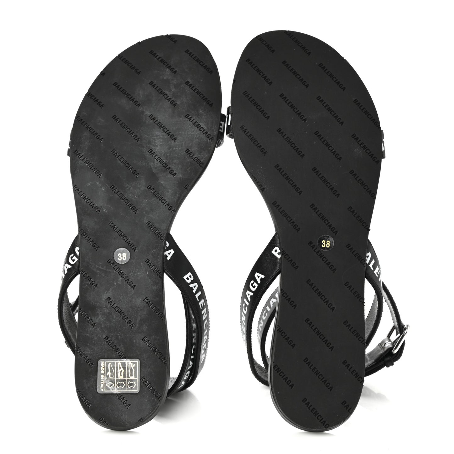 Calfskin Allover Logo Flat Sandals 38 Black White
