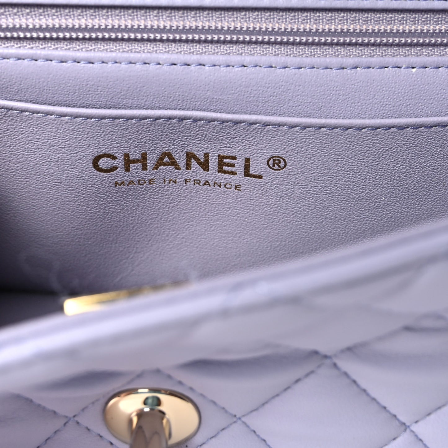 Lambskin Quilted Mini Top Handle Rectangular Flap Light Purple