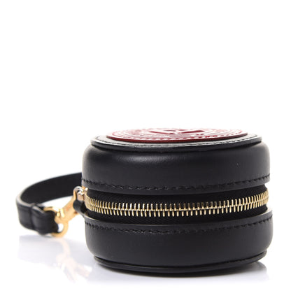 Fendi Vitello Century Nylon Bi-Color Stamp Patch Help Bag Charm Black Fragola 3 of 5