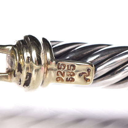 David Yurman Sterling Silver 14K Yellow Gold 7mm Cable Classic Buckle Bracelet 3 of 4