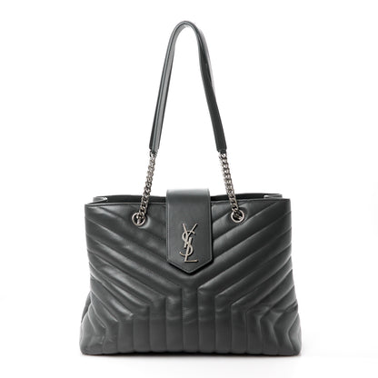 Saint Laurent Calfskin Y Quilted Monogram Large Loulou Shopper Fog 1 of 14