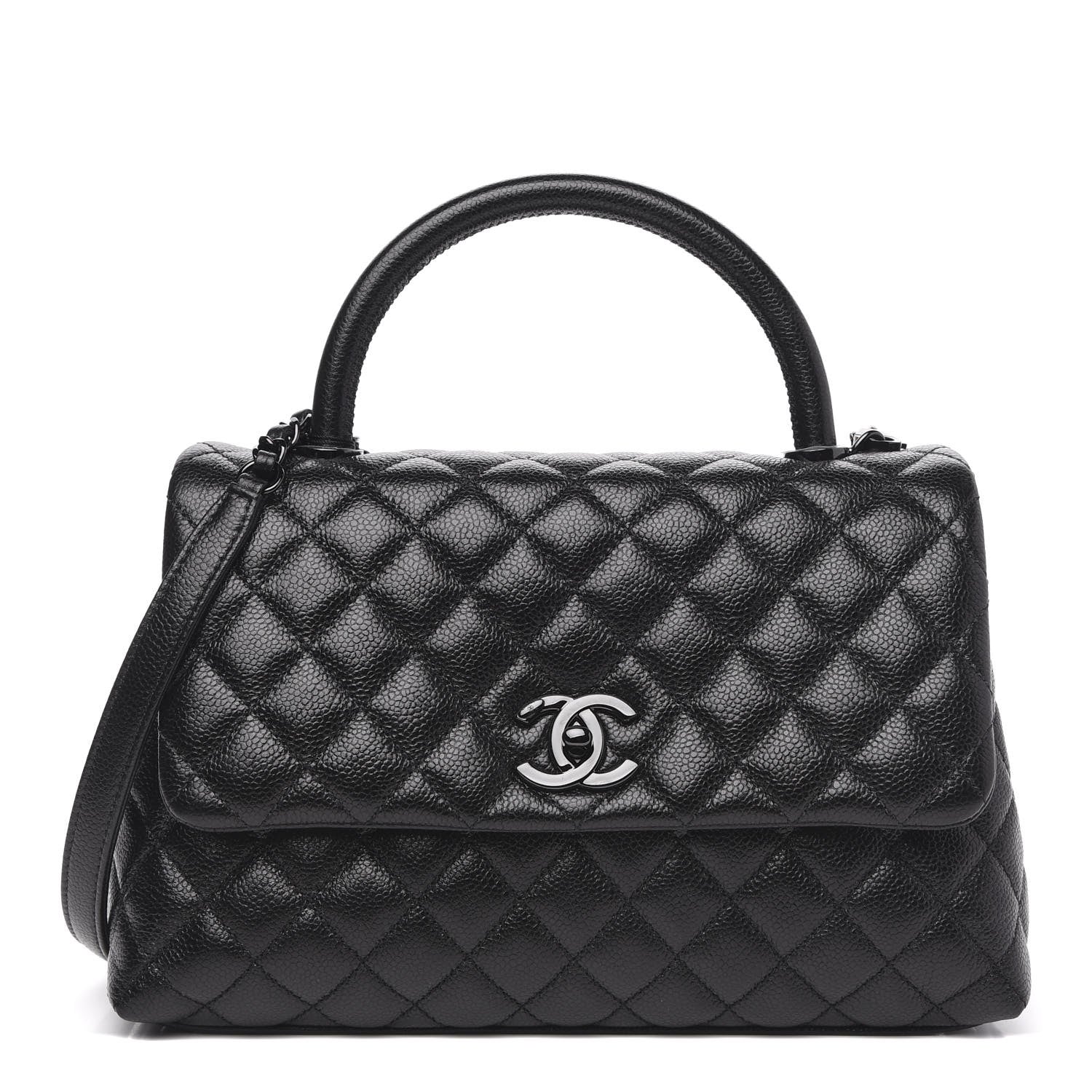 Chanel Caviar Quilted Small Coco Handle Flap So Black 1 of 10