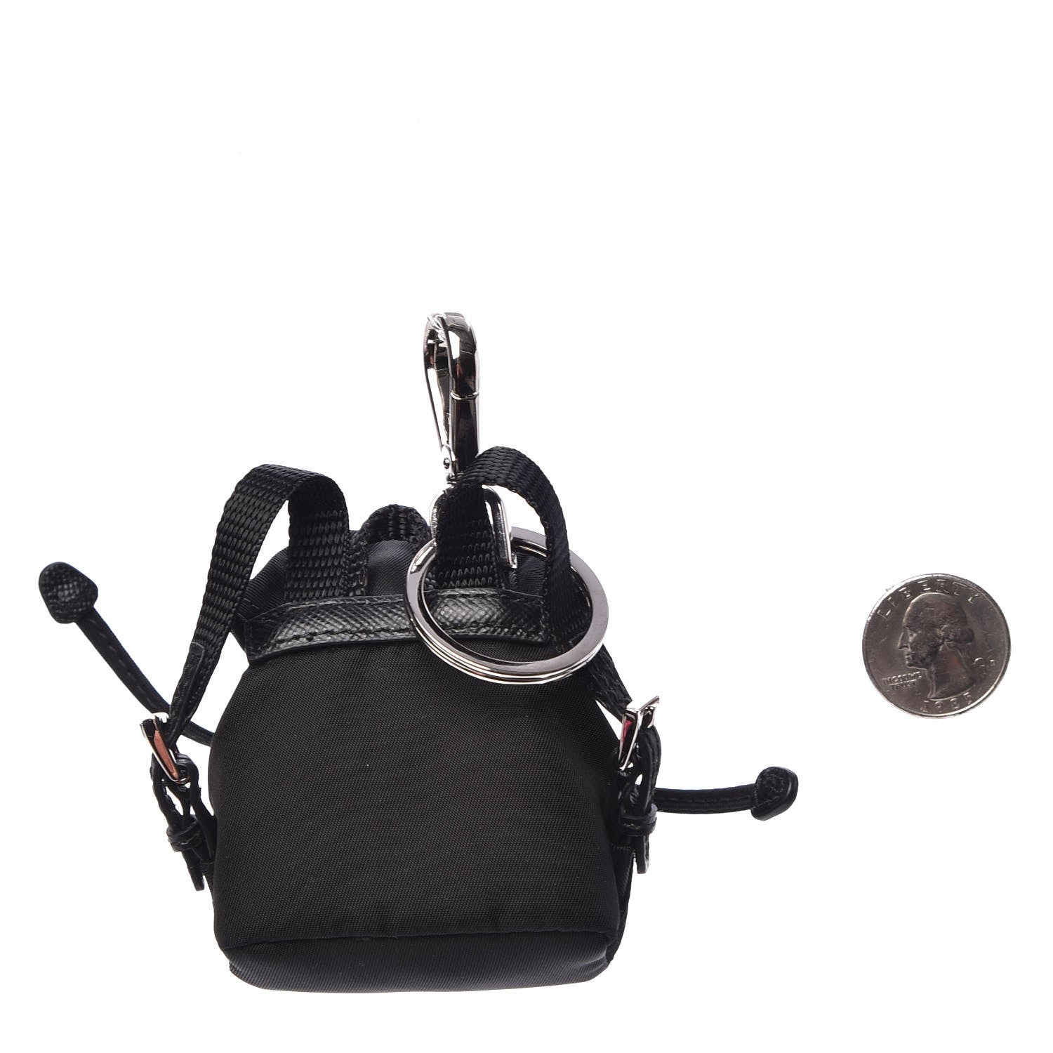 Prada Saffiano Cuir Backpack Keychain Charm Black 2 of 4