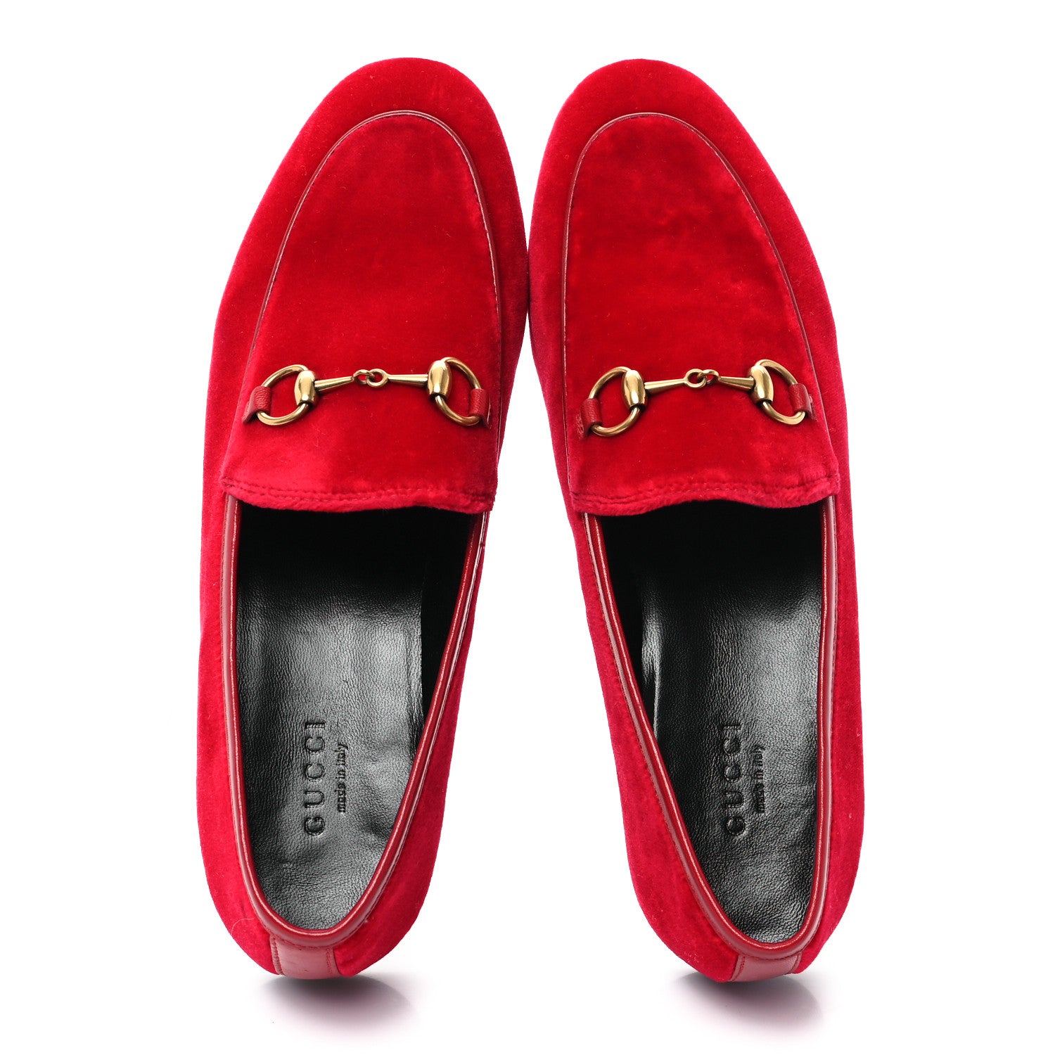 Gucci Velvet Horsebit Womens Jordaan Loafers 37 Hibiscus Red 2 of 9