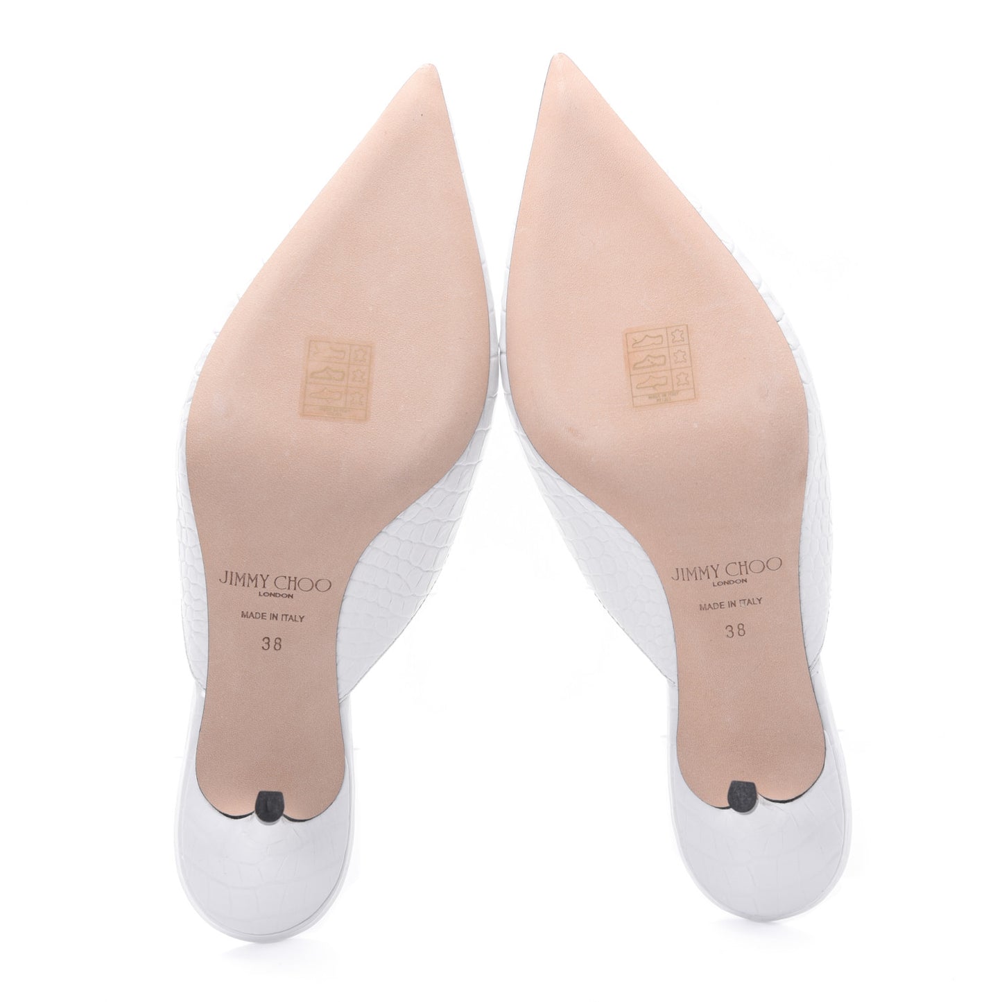 Calfskin Crocodile Embossed Rav 65 Mule Pumps 38 Latte