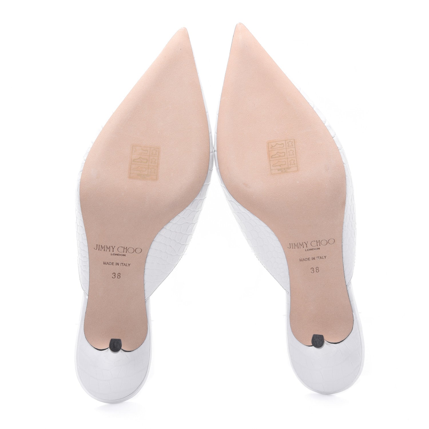 Jimmy Choo Calfskin Crocodile Embossed Rav 65 Mule Pumps 38 Latte 5 of 11