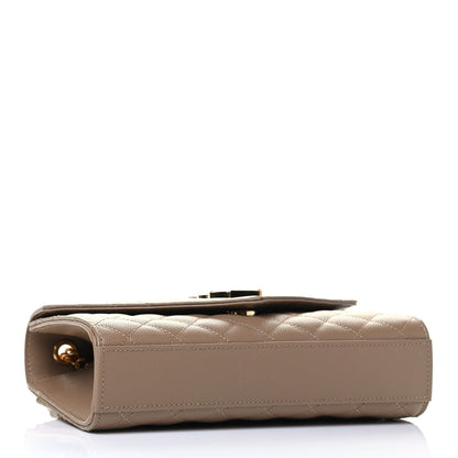 Saint Laurent Grain De Poudre Textured Mixed Matelasse Triquilt Small Monogram Satchel Dark Beige 3 of 4