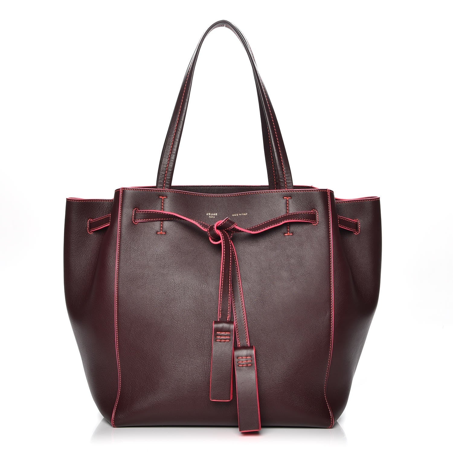 Celine Smooth Calfskin Small Tassel Cabas Phantom Burgundy Pink 1 of 7