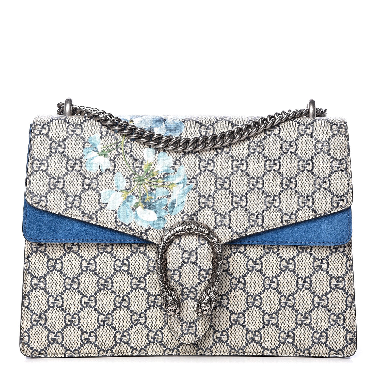 Gucci GG Supreme Monogram Blooms Medium Dionysus Shoulder Bag Beige Navy Vintage Blue 1 of 14