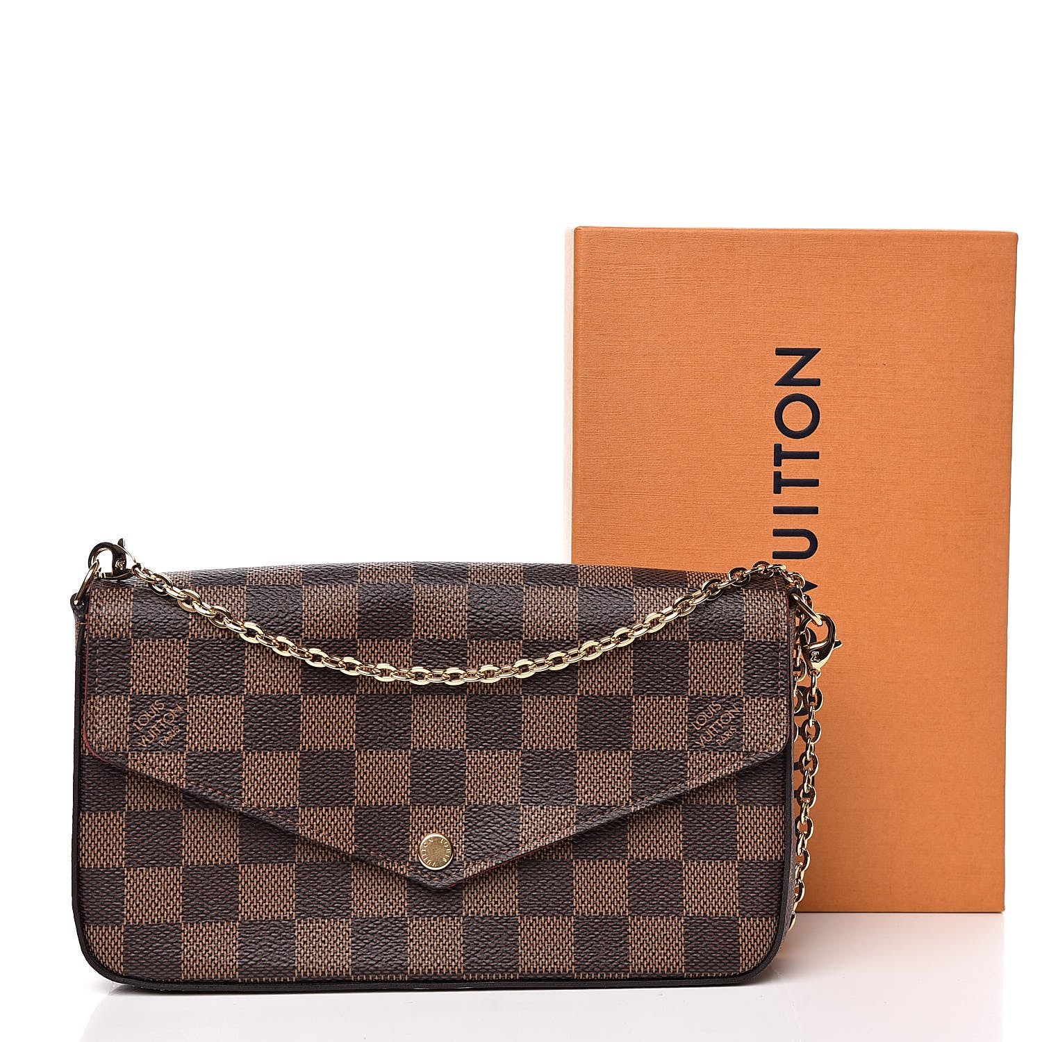 Louis Vuitton Damier Ebene Pochette Felicie Chain Wallet 15 of 15