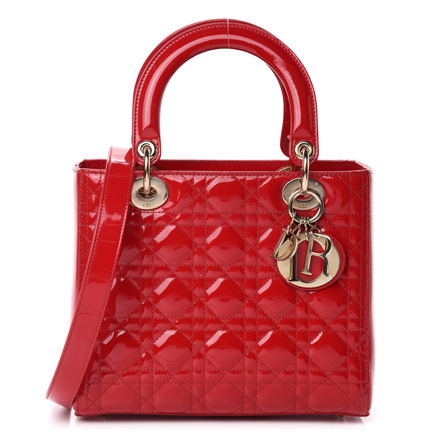 Patent Cannage Medium Lady Dior Red