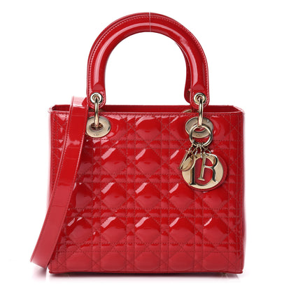Christian Dior Patent Cannage Medium Lady Dior Red 1 of 11