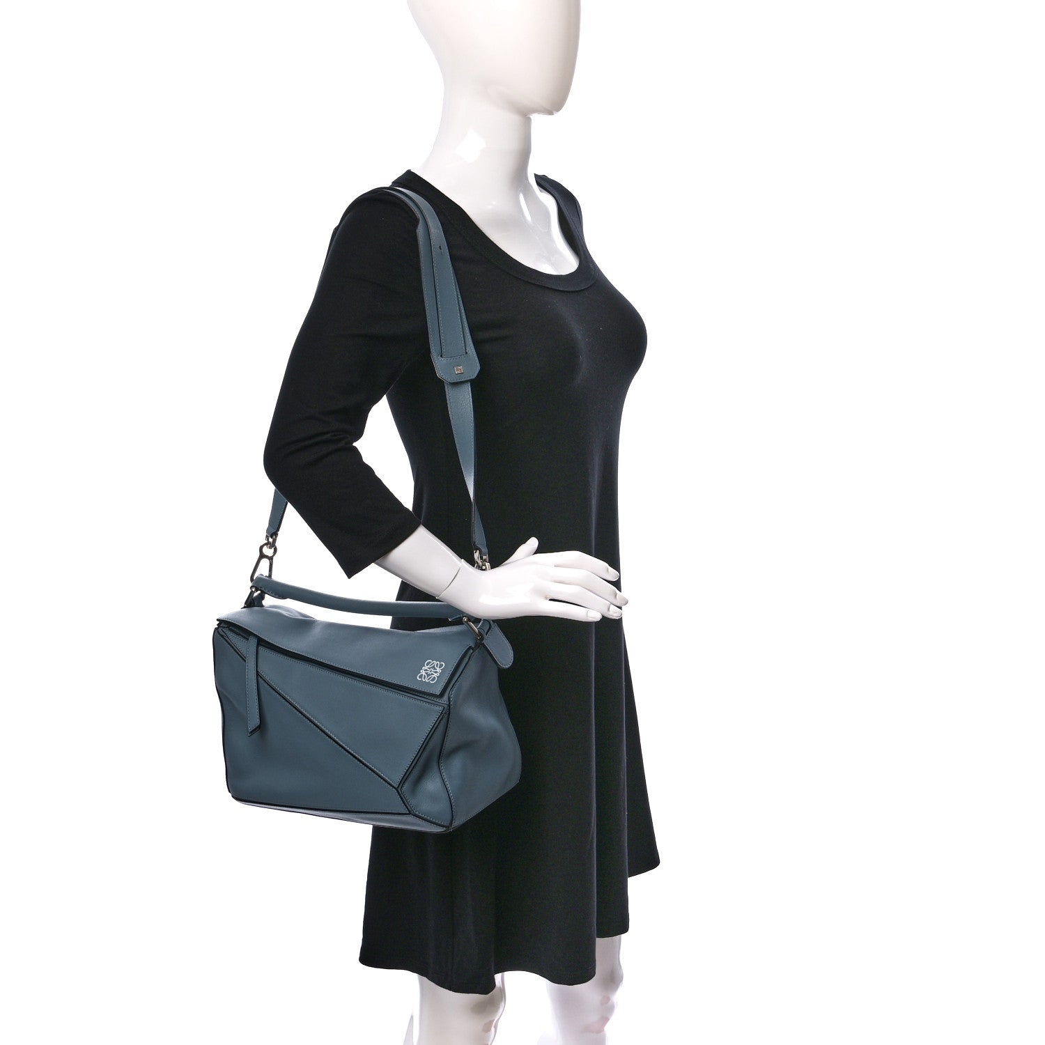 Loewe Calfskin Medium Puzzle Bag Stone Blue 3 of 9